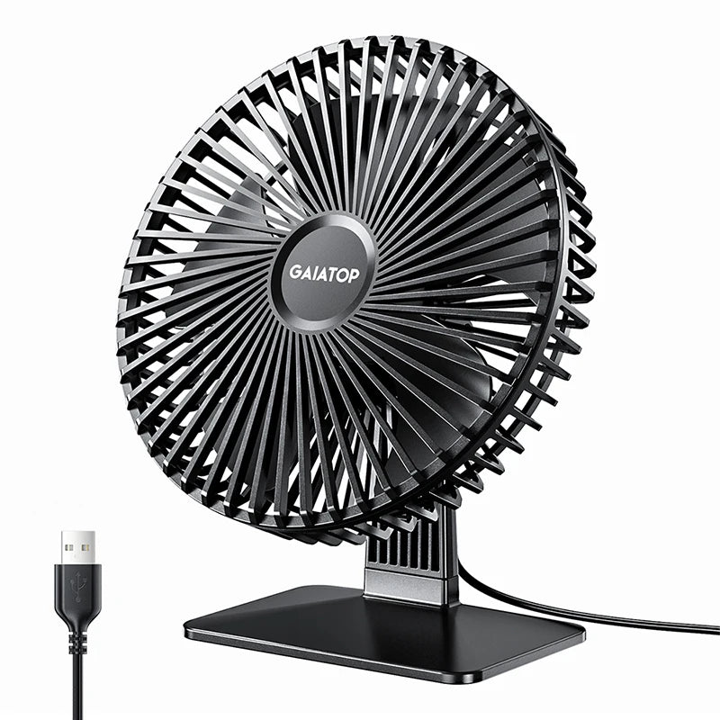 Ventilateur de bureau USB GAIATOP – Ultra silencieux, 4 vitesses, refroidissement réglable